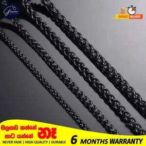 Glamon Stainless Steel Black Color Wheat Chain For Men Women