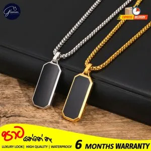 Glamon Stainless Steel Geomatric Pendant and Box Chain Necklace For Men Gold Silver Color Waterproof jewellery