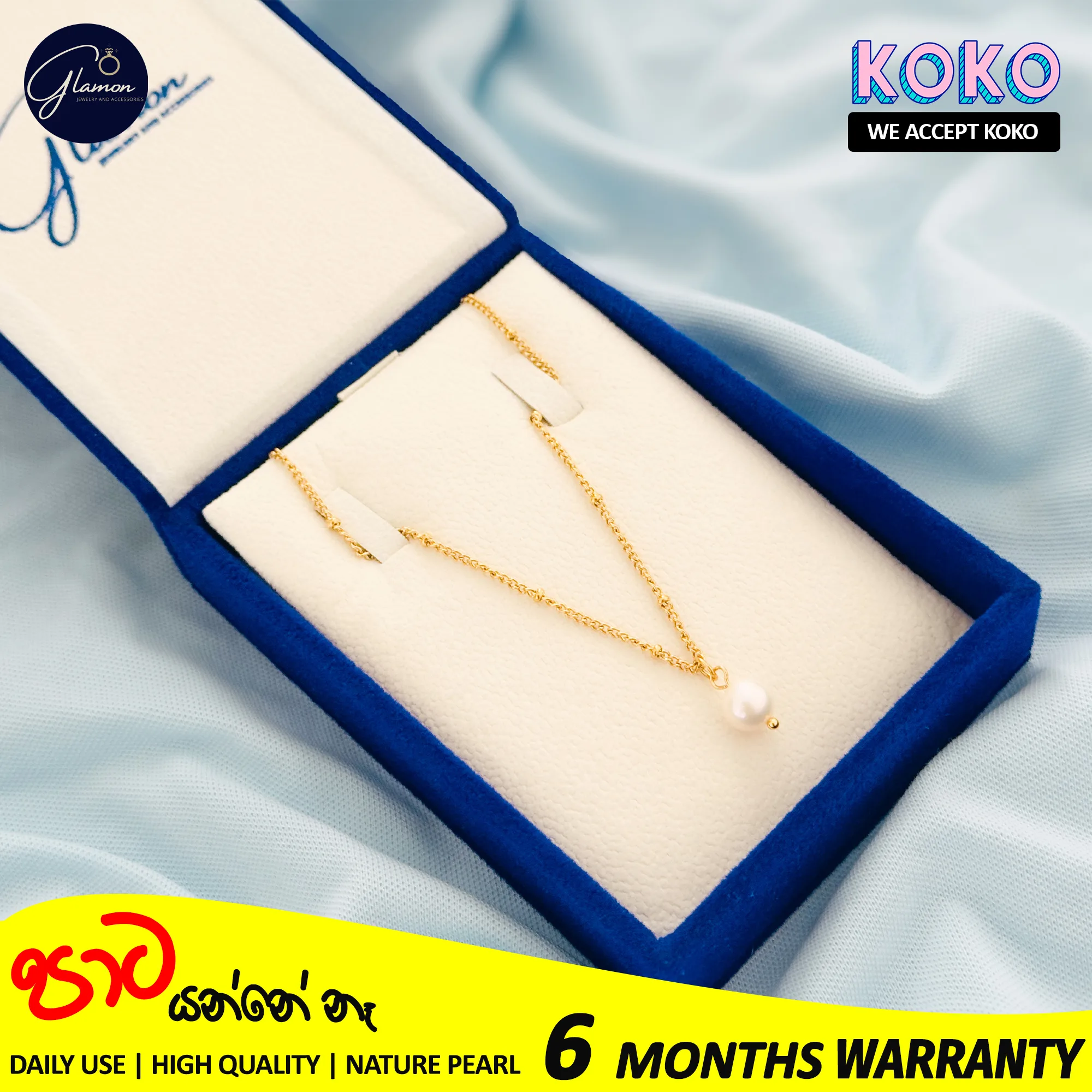 Glamon River Glow Nature Pearl Necklace For Girls - Waterproof -Perfect Gift-High Quality