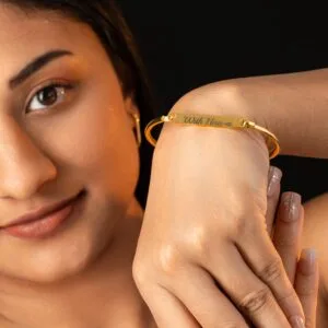 Customized Name Engraved Bangle Bracelet For Girls - Gold Coated High Quality