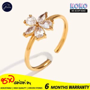 Glamon Petal Kiss Gold Plated Adjustable Ring For Girls Birthday Gift - High Quality Stainless Steel