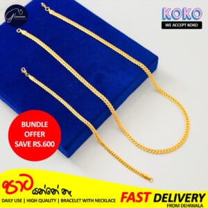 Bundle Offer - Glamon Gold Plated Sideways Chain Necklace with Bracelet For Men