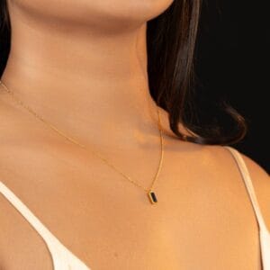 Glamon Minimalist Simple Rectangle Square Zircon Necklace For Girls Birthday Gift