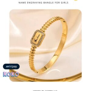 Glamon Signature Glow Bangle - High Quality Gold Coated Customized Name Engraving Bracelet Bangle Gift For Her