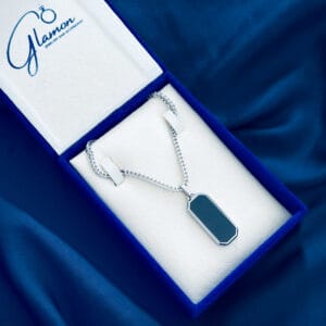 Glamon High Quality Black Box Pendant With Franco Chain Necklace - SILVER - Never Fade - Gift For Boy